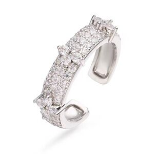 SILVER CZ FLORETTE ADJUSTABLE RING
